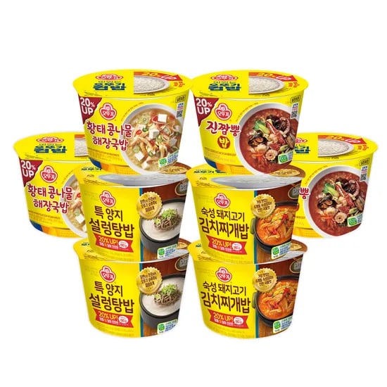 오뚜기 컵밥 세트, 숙성 특양지설렁탕밥 2개 + 숙성 돼지고기김치찌개밥 2개 + 진짬뽕밥 2개 + 황태콩나물해장국밥 2개, 1세트