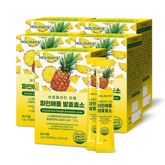 홀리데이즈 브로멜라인 리얼 파인애플 발효효소, 90g, 30포, 5개
