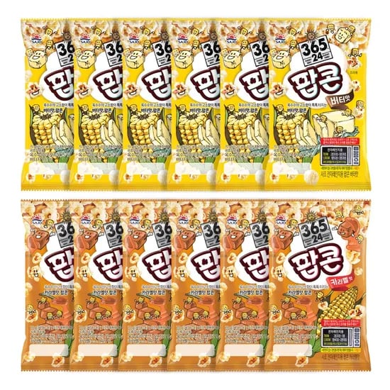 사조 팝콘 버터맛 70g 6개 + 카라멜맛 70g 6개, 1세트