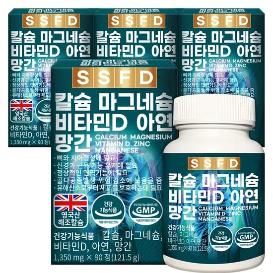 순수식품 칼슘 마그네슘 비타민D 아연 망간, 1350mg, 90정, 4박스