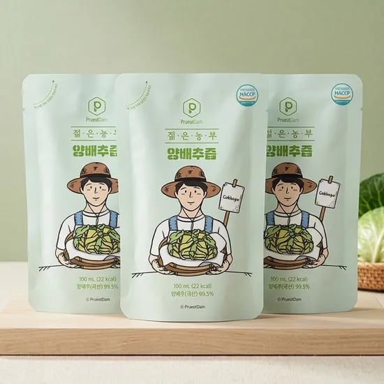 푸릇담 젊은농부 양배추즙, 100ml, 60팩
