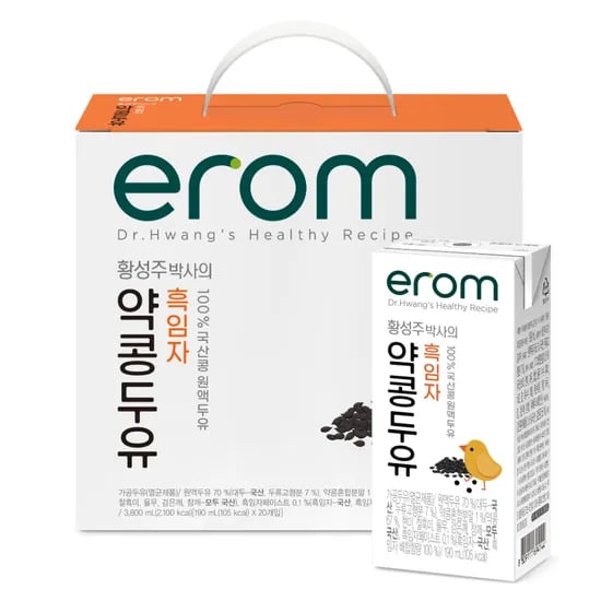 이롬 국산약콩두유 흑임자, 190ml, 20개