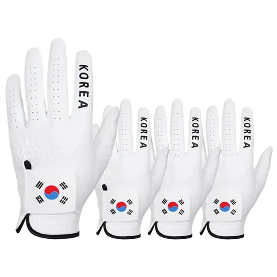 업셋 국가대표 태극기 스웨이드 기능성 골프장갑, 오른손 21호, 화이트, 4개