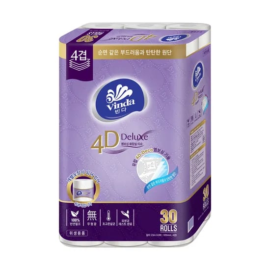 빈다 4D Deluxe 4겹 엠보싱 화장지 23m 30개 13,200원