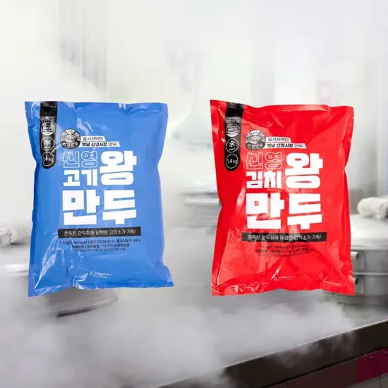 신영 고기 왕만두 1.4kg, 1개 + 김치 왕만두 1.4kg 1개, 2개