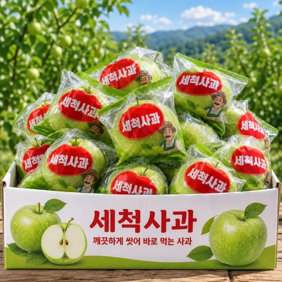 껍질째먹는 꿀 세척 여름청사과, 고당도, 2kg, 1박스