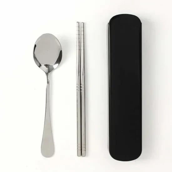 휴대용 도시락 수저세트, 블랙, 1개
