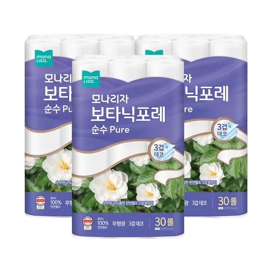 모나리자 보타닉포레 순수, 3겹, 27m, 30롤, 3팩