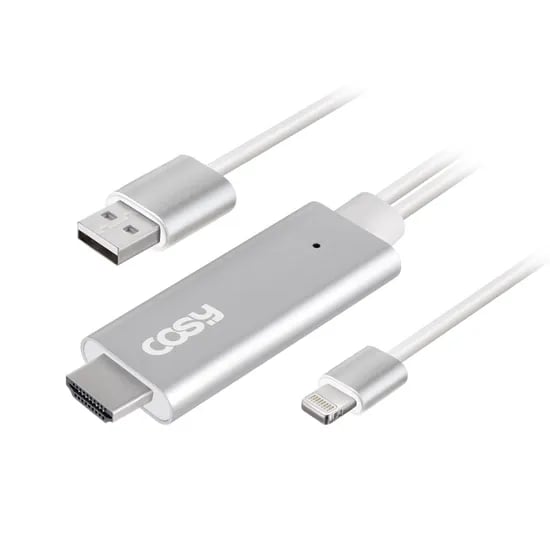 코시 라이트닝 8핀 HDMI 미러링 케이블, CK3293iP, 애플호환, 호환용, 2m, 실버, 1개