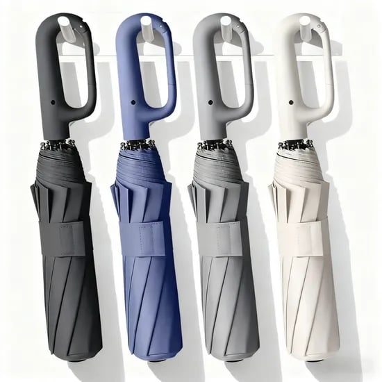 카리비너 3단 자동우산, 10K, 블랙, 38cm, 1개