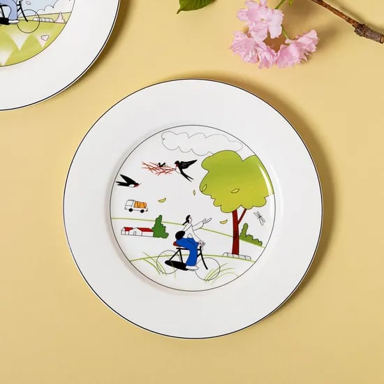 한국도자기 자전거 플레이트 White 21.4cm 1개