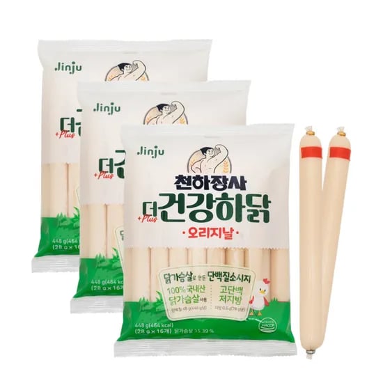 진주햄 천하장사 더 건강하닭 오리지날, 448g, 3개