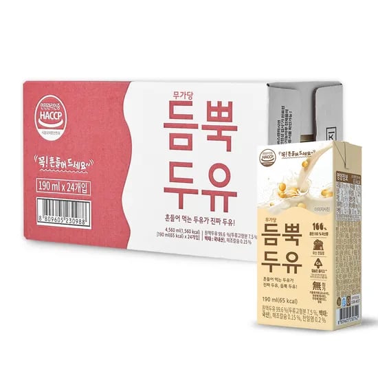 유기농마루 무가당 듬뿍두유, 190ml, 24개