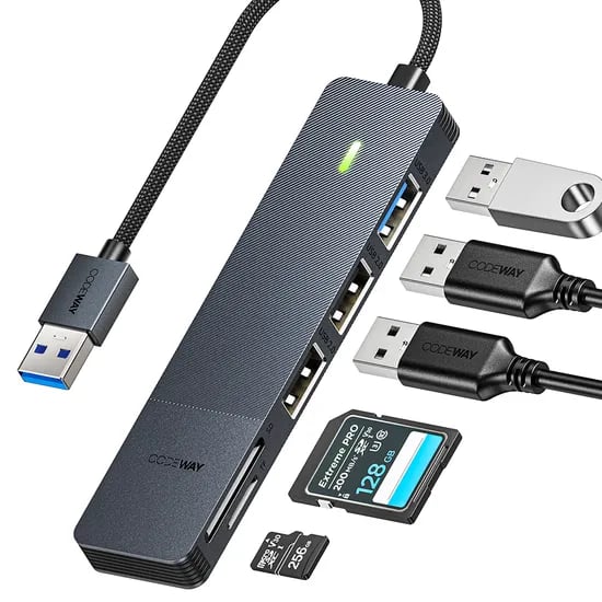 코드웨이 USB A타입 5IN1 노트북 맥북 멀티허브, 그레이, 1개