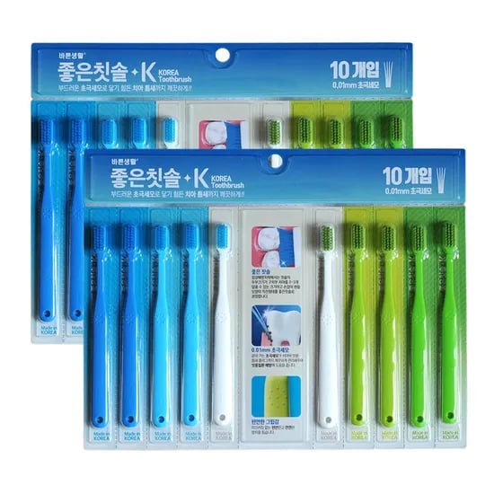 바른생활 좋은칫솔 K, 10개입, 2개