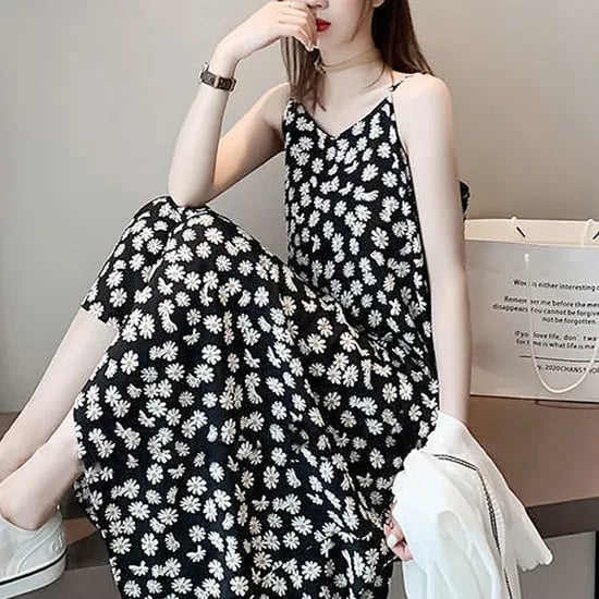 쉬블림로브 여성 데이지 쉬폰 플라워 프린팅 나들이 피크닉 원피스 GW1425, 원컬러, FREE
