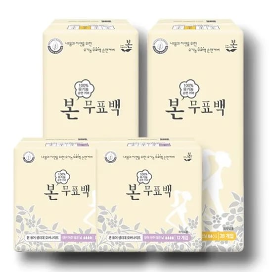 유기농본 무표백 생리대, 오버나이트, 10개입, 5팩