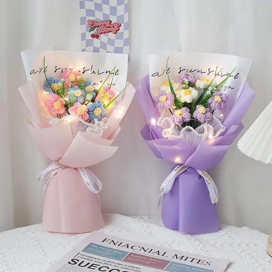 뜨개꽃다발 몽환 데이지 오렌지 1개 9,000원