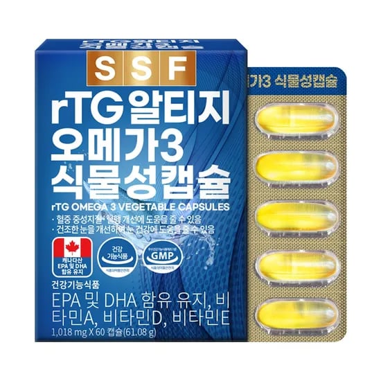 순수식품 rTG 알티지 오메가3 식물성캡슐, 1018mg, 60캡슐, 1박스