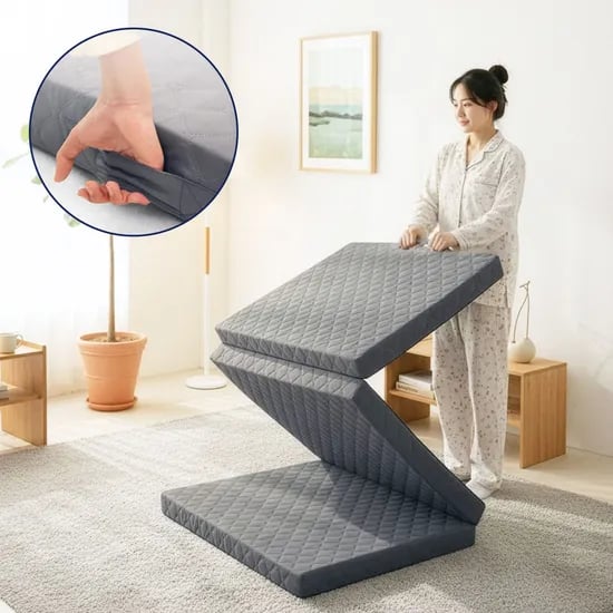 일루일루 3단 접이식 매트리스 토퍼겸용 고밀도폼 바닥형, 챠콜그레이, 싱글, 5cm
