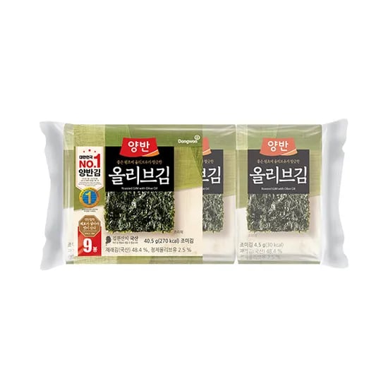 동원 양반 올리브김 식탁김, 4.5g, 9봉, 4개