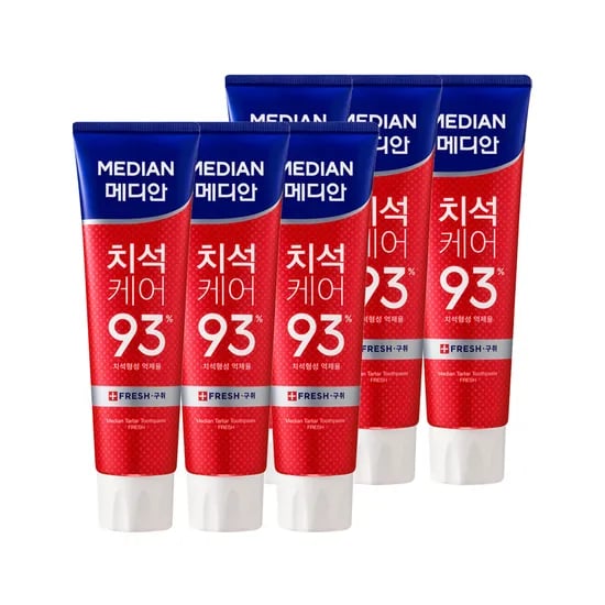 메디안 치석케어 치약, 프레시 민트, 120g, 6개