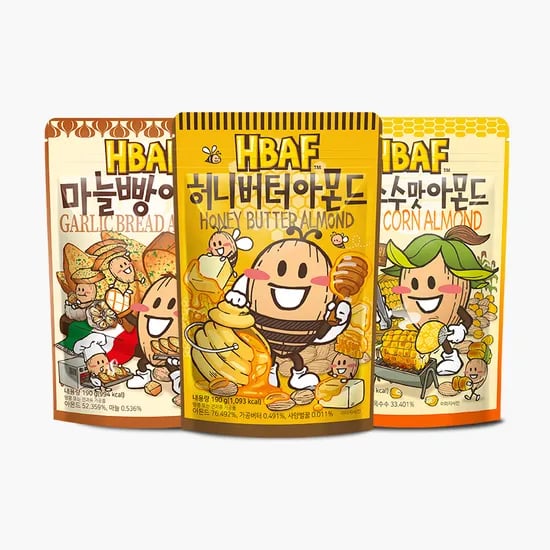 허니버터 군옥수수 마늘빵 아몬드, 190g, 3봉
