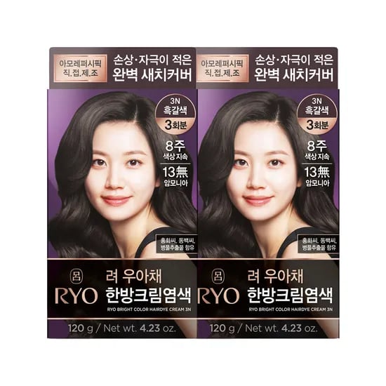 려 우아채 한방크림염색, 흑갈색3N, 120g, 2개