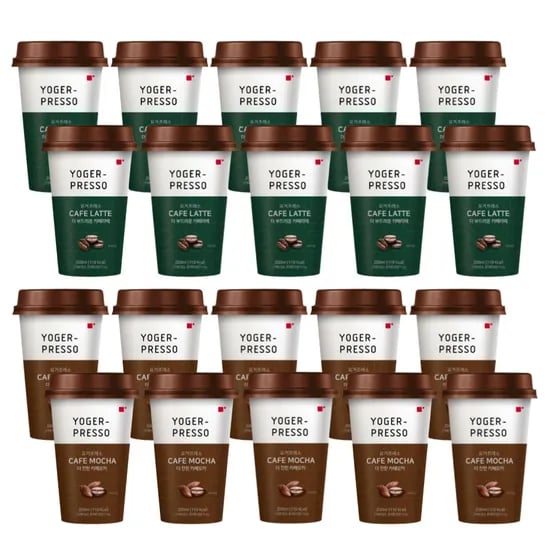 요거프레소 컵커피, 카페라떼 200ml 10개 + 카페모카 200ml 10개, 20개