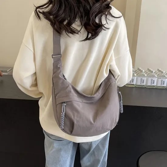 가벼운 포켓 반달가방, 그레이, 1개