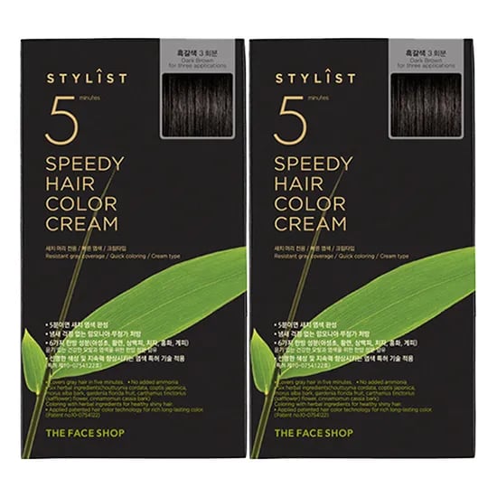 더페이스샵 5분 스피디 헤어 컬러 크림, 흑갈색, 120g, 2개