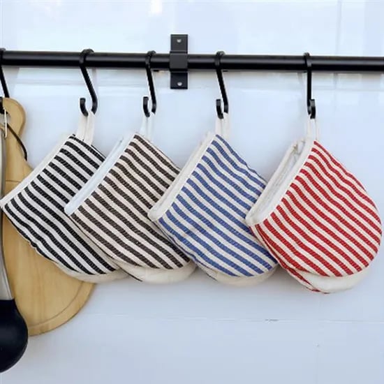 린넨 스트라이프 주방장갑 블랙 14x18cm 1개