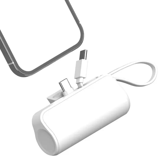 프리미엄 5000mAh 2웨이 보조배터리, C타입 단자, C타입 케이블, 화이트, 1개