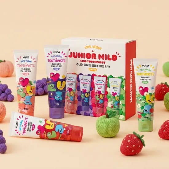 뷰카 주니어 마일드 고불소 비건 치약, 프루티믹스, 110g, 4개입, 1박스