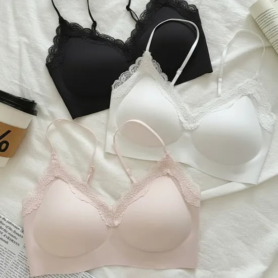 우아핏 매끈 레이스 브라 2장세트, 화이트+화이트, L