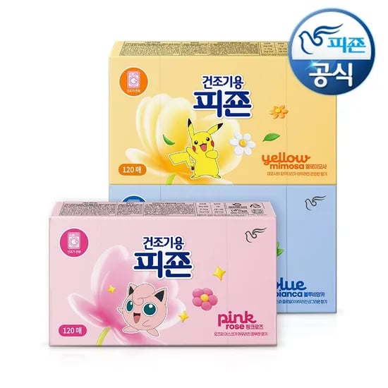 건조기용 피죤 드라이시트 오리지널 포켓몬 에디션 120매+120매 (10,246원 / 무료)