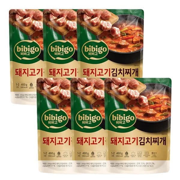 비비고 돼지고기 김치찌개 460G 6개 비비고 돼지고기 김치찌개 460G 6개