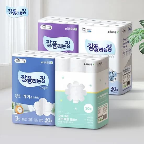 잘풀리는집 순수클로버 천연펄프 화장지 27m x 30롤 x 2팩 잘풀리는집 순수클로버 천연펄프 화장지 27m x 30롤 x 2팩