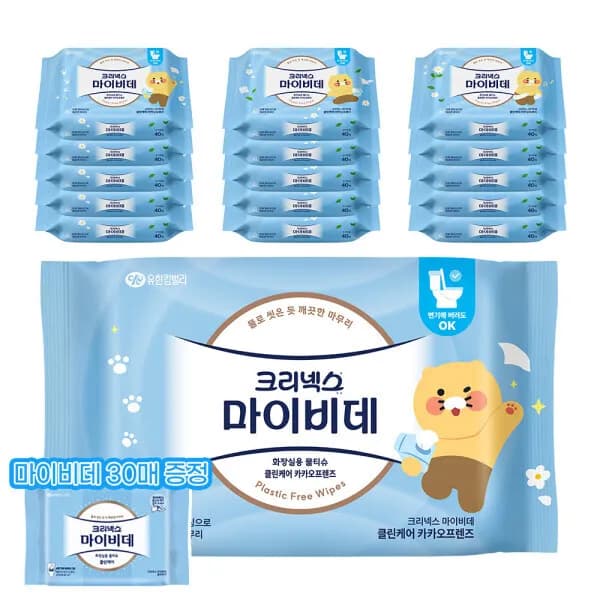 크리넥스 마이비데 클린케어 카카오 40매 16팩 18,320원 크리넥스 마이비데 클린케어 카카오 40매 16팩 18,320원