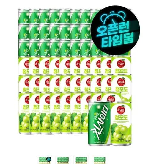 스프라이트 킨 사이다 185ml 30캔+과일촌 청포도 드링크 175ml 30캔 (13,920원/무료) 스프라이트 킨 사이다 185ml 30캔+과일촌 청포도 드링크 175ml 30캔 (13,920원/무료)