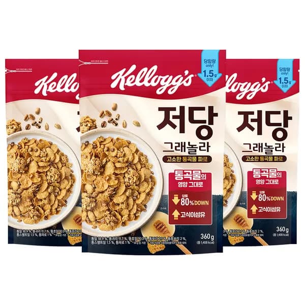 켈로그 저당 그래놀라 360g 3개 + 40g 3개 1세트 켈로그 저당 그래놀라 360g 3개 + 40g 3개 1세트