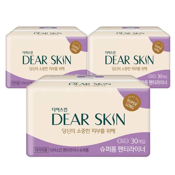 깨끗한나라 디어스킨 에어엠보 슈퍼롱 라이너 30개입 3팩 깨끗한나라 디어스킨 에어엠보 슈퍼롱 라이너 30개입 3팩