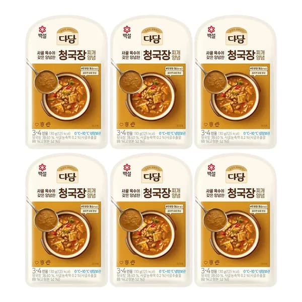 CJ제일제당 백설 다담 청국장찌개양념 130g 6개 CJ제일제당 백설 다담 청국장찌개양념 130g 6개
