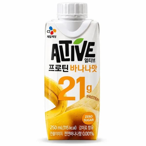 CJ제일제당 얼티브 프로틴 단백질 음료 바나나맛 21g 250ml 18개 19,900원 CJ제일제당 얼티브 프로틴 단백질 음료 바나나맛 21g 250ml 18개 19,900원