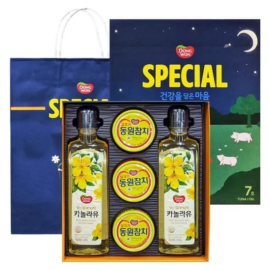 동원 스페셜 7호 선물세트 라이트 스탠다드 참치 90g 3캔 카놀라유 480ml 2병 1세트 동원 스페셜 7호 선물세트 라이트 스탠다드 참치 90g 3캔 카놀라유 480ml 2병 1세트