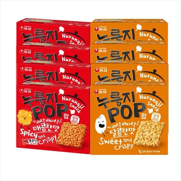 농심 누룽지팝 달콤한맛 4개 + 매콤한맛 4개 농심 누룽지팝 달콤한맛 4개 + 매콤한맛 4개