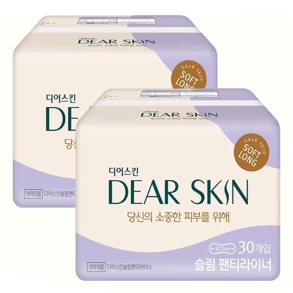 깨끗한나라 디어스킨 팬티라이너 슬림 30개입 2개 깨끗한나라 디어스킨 팬티라이너 슬림 30개입 2개
